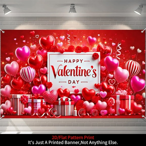 1 piece, 2D flat, Valentine's Day banner background decoration, home outdoor background wall hanging decorative banner, party supplies, indoor/outdoor party decoration, entrance passage, terrace, gar