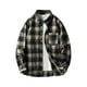 thumbnail image 1 of Blusa y camisa de manga larga con cuello vuelto para hombre, camisa informal de moda con entramado, bolsillos con solapa y botones, blusa de poliéster de manga larga para hombre, 1 of 4