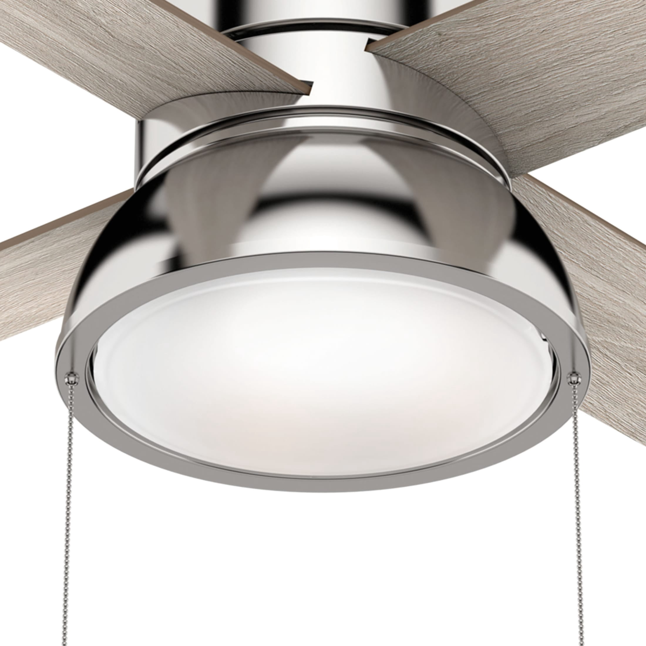Hunter - Loki Indoor Ceiling Fan With Light, 36-inch, Polished Nickel, Casual-style, 3-speed WhisperWind Motor, 59386, for Living Rooms, Bedrooms