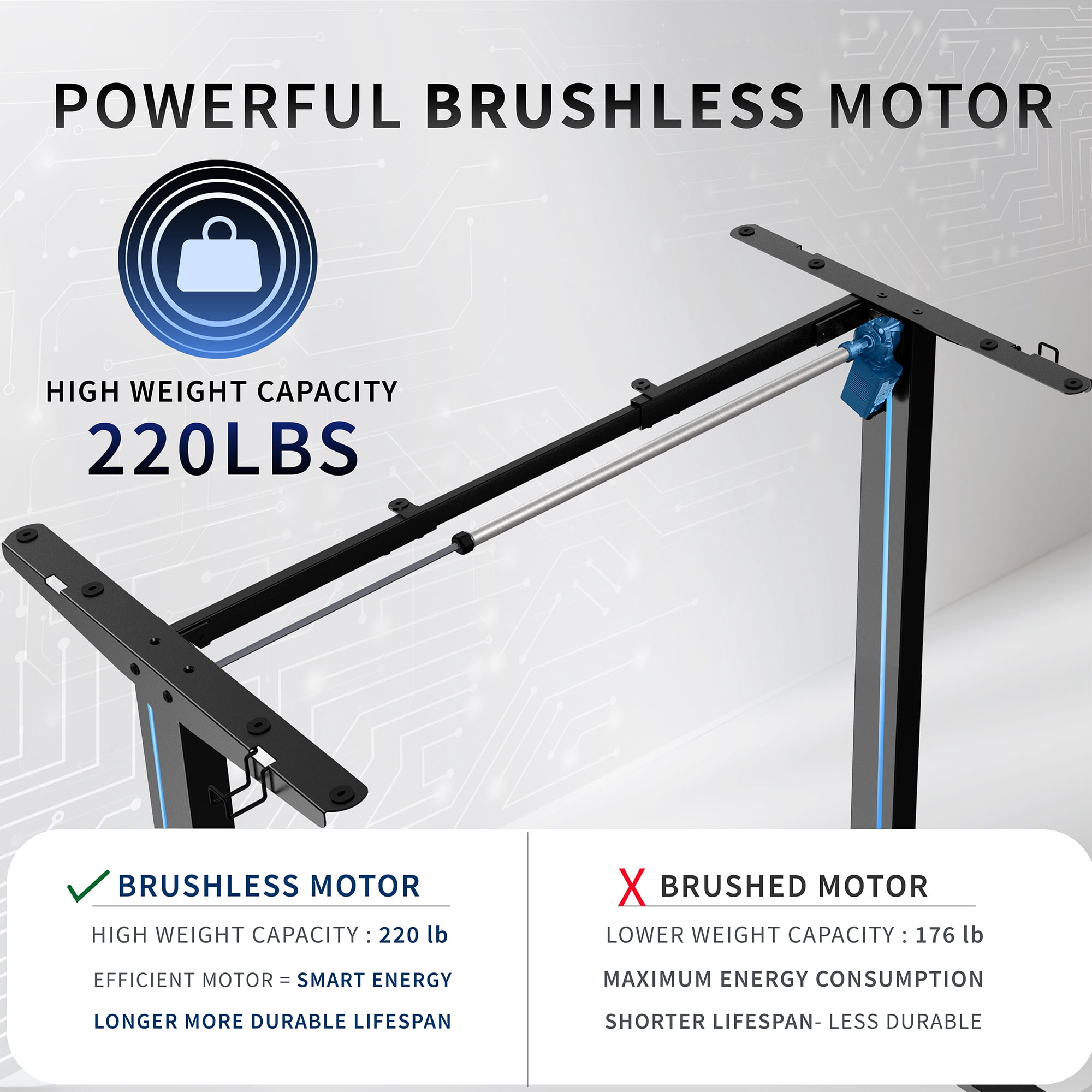 VIVO Black Electric Stand Up Desk Frame, Single Motor Standing Adjustable Base