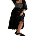 thumbnail image 4 of Robe Longue pour Femmes Manches Longues Col Carré Broderie Fleur Robe Évasée, 4 of 6