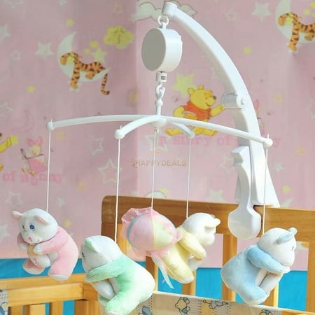 Baby Mobile Holder Rotary Baby Crib Mobile Bed Bell Toy Holder Arm Bracket Hanging Music Box White (Plush toys not included) ()