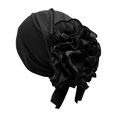 thumbnail image 2 of Xunmmm Women Ruffled Turban Head Wrap Soft Stretchy Pre Tied Head Scarf Elegant Decorative Head Cover Cap For Daily Wear Sleeping Black,One Size, 2 of 4
