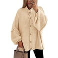 thumbnail image 1 of Suéter PRETTYGARDEN con Botones, Cuello Simulado y Mangas Farol Beige S, 1 of 5