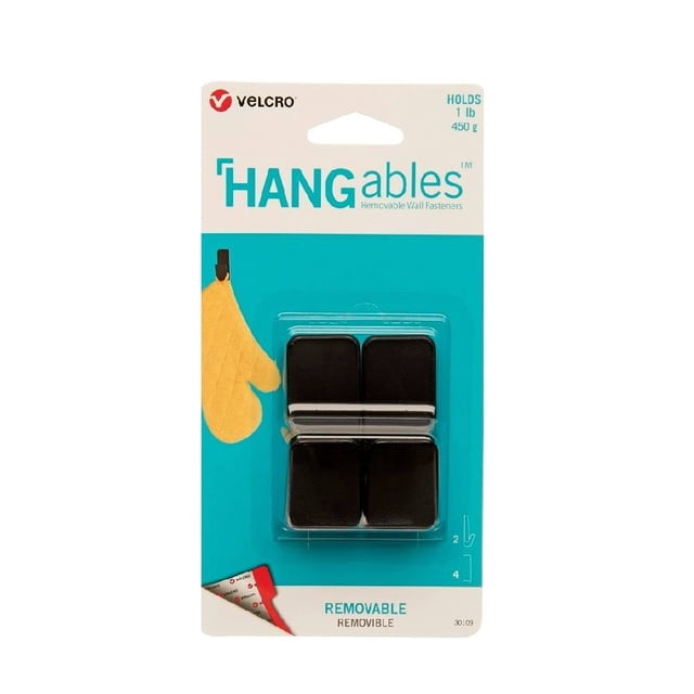 Ganchos chico Velcro Hangables Paquete con 2 piezas, color negro