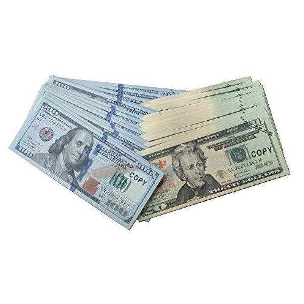 motion picture money prop money play money 50pcs 100 s and 50pcs 20 s 6000 in game money full print fake money 2 sided for monopoly photo pranks walmart com
