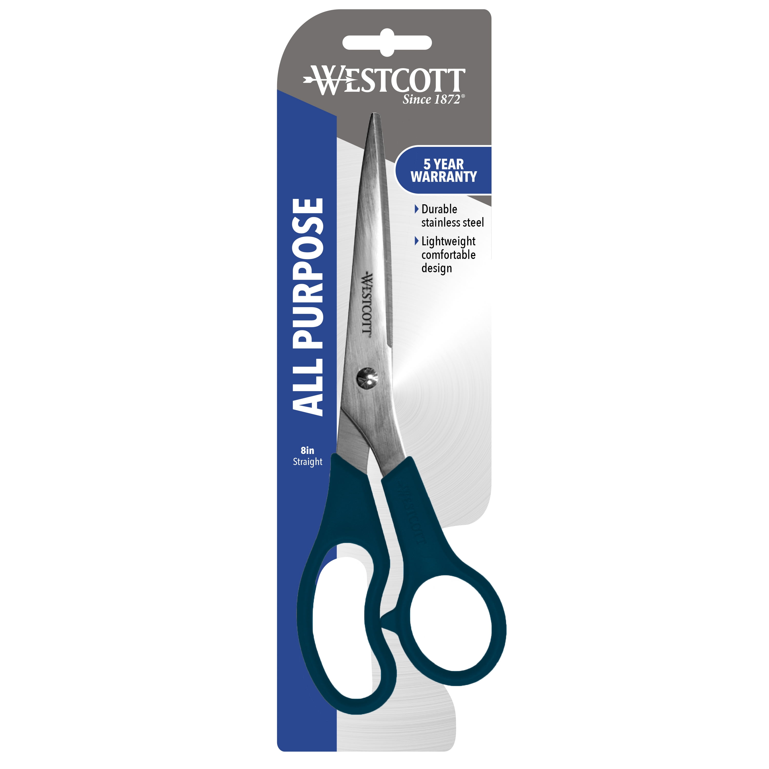 Westcott - Westcott KleenEarth 8 Straight Recycled Stainless Steel Scissors,  Black, 2 Pack (15179)