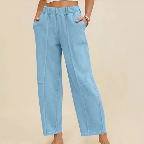 ClodeEU Women's Solid Color Sweatpants,Casual Sweatpants With Pockets, Elastic Waist Lounge Pants Blue,Womens Plus XXL