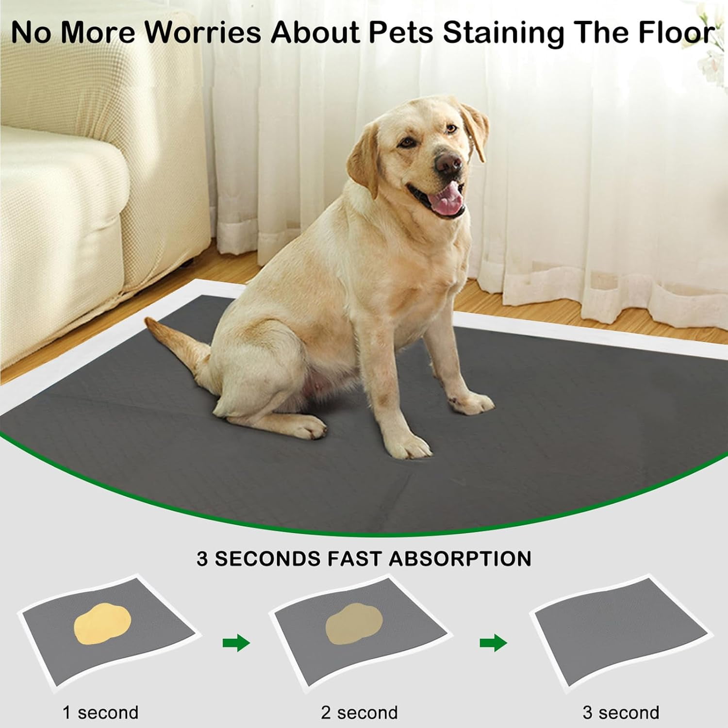 48"x36" Extra Large 30 Pcs Odor-Control Super Absorbency Charcoal Pee Pads for Dogs,Leak-Proof Pet Training Pee Pads,Thicken Disposable Potty Pads Puppy Training Pads for Cats Rabbits