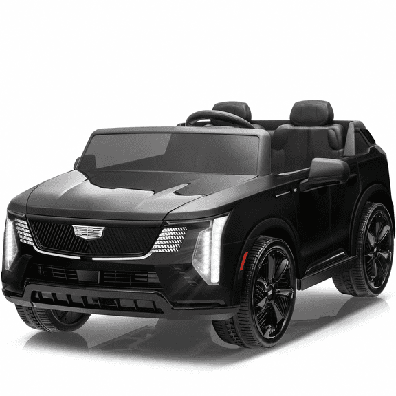 24V 2 Seater Ride on Cars, Licensed Cadillac Escalade IQ Powered Ride on Toys Truck with Remote Control, 4 Wheels Spring Suspension, LED Light, Electric Cars for Kids Ages 3-8 Gifts, Black