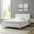 thumbnail image 2 of Platform Bed Frame, Full Size, Velvet, White, Modern Contemporary Urban Design, Bedroom Master Guest Suite, 2 of 10
