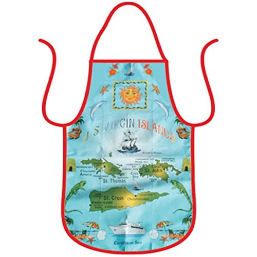 Rockin Gear Chef Apron United States Virgin Islands Map Gift Souvenir St. Thomas USVI Gifts, 100% Genuine Cotton Kitchen Accessory Baking, Cooking, Grilling Barbecuing Apron