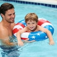 thumbnail image 3 of US Independence Day Flag Themed Inflatable Swim Ring with Handles, Extra Thick Anti-Roll Swimming Aid Float, Patriotic Pool Tube, Durable Water Fun Accessory for Summer, Red White Blue, A, 3 of 7
