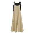 thumbnail image 2 of MRULIC pants for women Women's oversize bib trousers bib pants overalls jumpsuit romper summer trousers with straps Plus Size Pants Yellow + M, 2 of 3