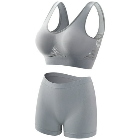 PPCHVOY Women s Sports Bra&Anti-See Through Safe Pants Set Comfort Women s Activewear Wire free Shockproof&Seamless Sports Bra Pants Set for Women