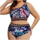 thumbnail image 1 of Tops de Bikini para Mujeres Traje de Baño de Bikini de Cintura Alta Floral Dividido de Gran Tamaño 95% Nylon 5% Spandex, Dos Piezas Modestas para la Playa, 1 of 9