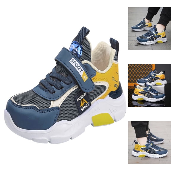 Krdevn Boys Girls Sneakers, Unisex Lightweight Breathable Athletic Running Tennis Fitness Shoes for Toddler/Little/Big Kid,Yellow