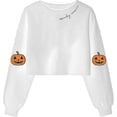 thumbnail image 3 of Women's Witch Crop Sweatshirt Halloween Graphic Long Sleeve Pullover for Seasonal Comfort and Weekend Style White M, 3 of 3