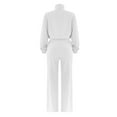 thumbnail image 5 of CILENON Womens Sweats Women's Solid Color Zipper Double Pocket Drawstring Long Sleeve Top Fashion Casual Pants Set Casual Outfits for Women 2 Piece Sets (White,XL), 5 of 6