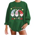 thumbnail image 1 of Pompotops Automne et Hiver Femmes Chandail Imprimé de Noël Col Rond Manches Longues Blouse Unie Hauts Chandails en Molleton, 1 of 5