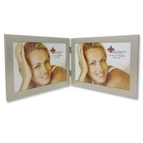 Lawrence Frames Silver Brushed Aluminum 7x5 Hinged Double Picture Frame