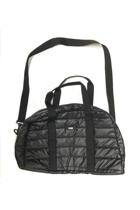 Pink duffle Quilted Taffeta Duffle Bag Black New