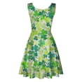 thumbnail image 4 of EGNMCR St Patricks Day Sundress for Women Shamrockes Print Luck Green Irish Outfits Neck Dresses Sleeveless V-Neck Midi Dress Casual Loose Beach Dress Sundress Cocktail Party Evening Dress, 4 of 5