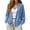 Blue, variant on Women Solid Color Open Front Cardigan Jacket,Loose V‑Neck Long Sleeve Outerwear with Pockets Casual Fall Spring Coat for Women Gray M