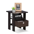 thumbnail image 4 of Furinno Andrey Side Table with Bin Drawer, Black End Table with Open Shelves, Night Stand, Bedside Table, for Living Room, Bedroom, Dark Mocha, 4 of 5