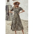 thumbnail image 6 of Maskion Women's Summer Casual Boho Dress Floral Print Ruffle Puff Sleeve High Waist Midi Beach Dresses,M Leopard, 6 of 6
