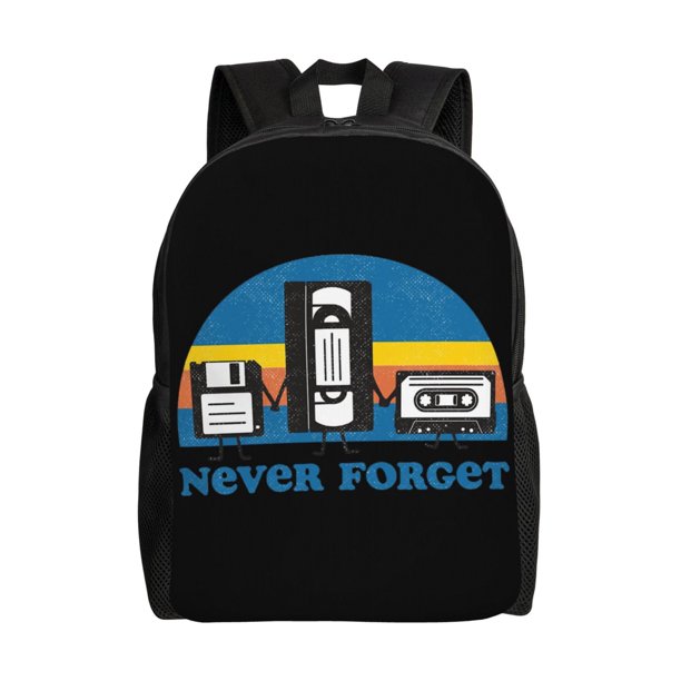 Mochila negra Never Forget para mujeres y hombres, mochila para computadora portátil, para trabajo, negocios, viajes, mochila informal para el colegio, mochila para estudiantes universitarios, regalo