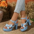thumbnail image 4 of Mepaouo Sandales à Talons Blocs Épais pour Femmes, Bout Ouvert, Plateforme avec Nœud, Escarpins de Soirée pour Robe, 4 of 8