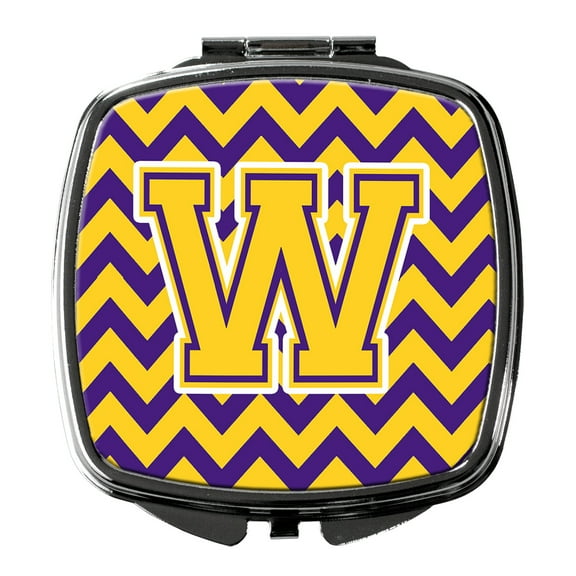 Letter W Chevron Purple and Gold Compact Mirror CJ1041-WSCM