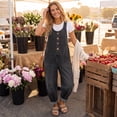 thumbnail image 6 of Dwralegc Denim Jumpsuit for Women Summer Loose Sleeveless Adjustable Strap Bib Overalls Jeans Fashion Distressed Ripped Wide Leg Baggy Vintage Rompers with Pockets Black S, 6 of 7