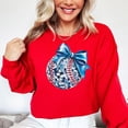 thumbnail image 3 of Blue Bow Disco Softball Sweatshirt for Player Fan Coach Game Day Girly Baseball Pullover Red Sweatshirt Adult Large, 3 of 4