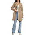 thumbnail image 2 of INSPIRE CHIC Faux Fur Lapel Coat for Women's Fashion Double-Breasted Winter Warm Coats M Khaki, 2 of 6