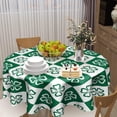 thumbnail image 6 of St. Patrick''s Day Round Tablecloth 60 Inch Green and White Shamrocks Green Plaid Table Covers Decorative Waterproof Stain and Wrinkle Table Cloth for Holiday Party Rooms Outdoors, 6 of 6