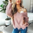 thumbnail image 2 of JINMGG V Neck Sweaters for Women Fall Winter Clearance,Womens Casual Knitted Pullover Sweater Long Sleevel Tops Blouse Sweater, 2 of 3