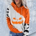 thumbnail image 2 of Halloween Womens Hoodies Casual Colorblock Pumpkin Face Print Sweatshirt Long Sleeve Pullover Tops Fall Winter Warm White XXL, 2 of 4