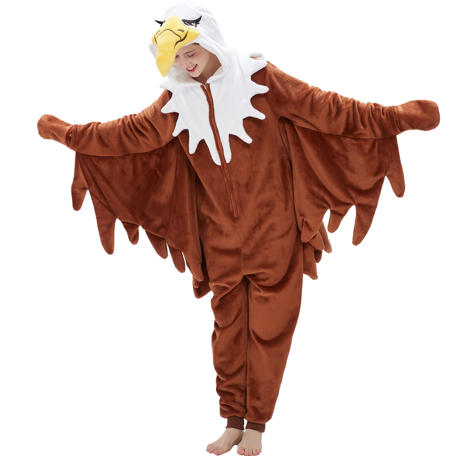SWEETXIN Adult Halloween One-Piece Pajamas Bald Eagle Cosplay Costume Suit for Women and Men SizeXL