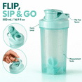 thumbnail image 3 of 500mL Protein Shaker Bottle with Mixing Ball and Measurement Scale, Handheld Fitness Water Cup for Smooth Protein Powder Blending, Gym Workouts and Daily Hydration, Green, 3 of 5