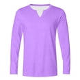 thumbnail image 6 of DYTTDG Men's Notched V-Neck Long Sleeve T-Shirt | Solid Color Loose Fit Casual Breathable Pullover for Daily and Workout, Lightweight Knit Athletic Top, 6 of 7