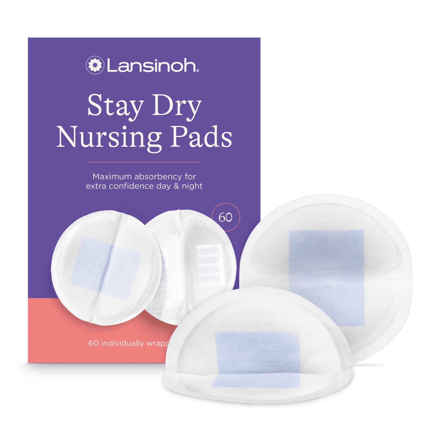 Lansinoh Stay Dry Nursing Pads for Breastfeeding, Leak Protection, 60 Count