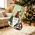 thumbnail image 4 of Yangka Christmas Decoration Rustic Burlap Embroidered Stocking With 3D Santa Reindeer Applique And Plaid Cuff For Fireplace Mantel Holiday Party Decor,Green, 4 of 5
