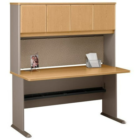 Bush Series A 60 Inch Desk and Hutch in Light Oak and Sage