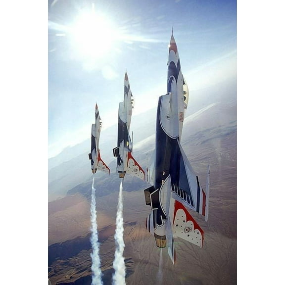 U.S. Air Force Thunderbirds Vertical - 12x18 Inch Laminated Aviation Poster - Stunning Detail and Bold Colors