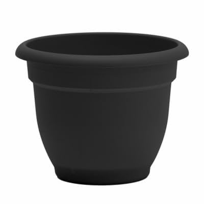 Bloem Ariana 6" Black Round Self Watering Planter Pot - Rolled Rim Plastic Resin Indoor or Outdoor Gardening Planter with Drainage Holes, Made in USA