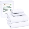 thumbnail image 3 of RUVANTI 100% Organic Cotton Sheets - Queen Sheet Set - 4 Piece Percale Weave Bedding, Crisp, Cooling & Breathable, Soft & Durable, 16" Deep Pocket, Hotel Quality Sábanas - Bright White, 3 of 8