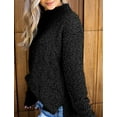 thumbnail image 2 of Womens Fuzzy Knitted Sweater Sherpa Fleece Side Slit Full Sleeve Jumper Outwears, 2 of 3