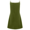 thumbnail image 2 of Gomelly Women Strappy Slip Dresses Spaghetti Strap Swing A-Line Sundress Loose Short Mini Dress Ladies Hawaiian Summer Pleated Army Green 4XL, 2 of 5